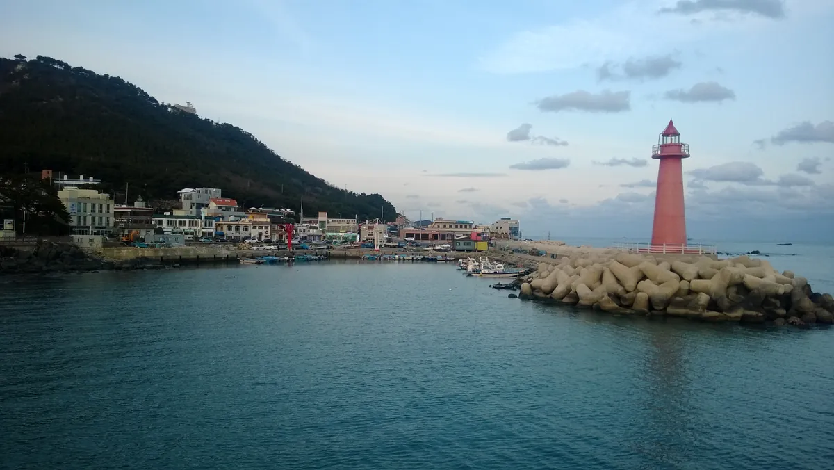 Cheongsapo fishing village at the far end of the Sky Capsule line, Busan